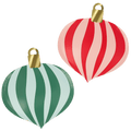 Green and red ornament shaped plates with gold detail Christmas decorations from Parte Haus party supply store in Bethesda MD