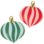 Green and red ornament shaped plates with gold detail Christmas decorations from Parte Haus party supply store in Bethesda MD