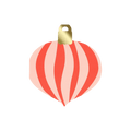 Red and pink ornament shaped gift tag with gold top for Christmas from Parte Haus party supply store in Bethesda MD.