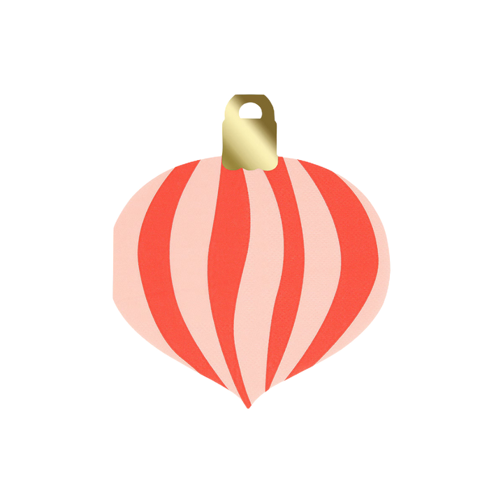 Red and Pink Striped Ornament Cocktail Napkins