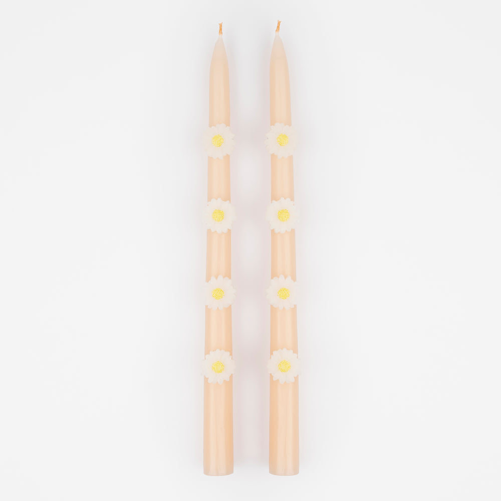 Pink Daisy Taper Candles