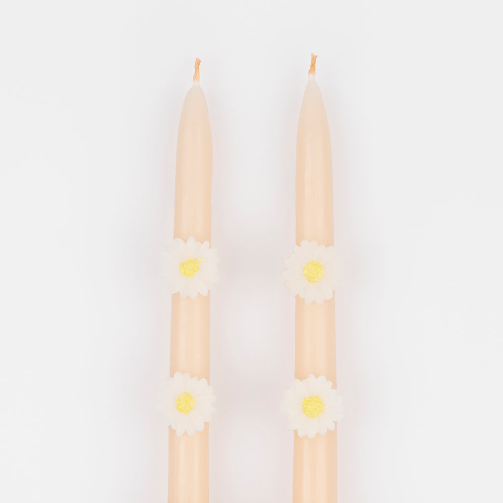 Pink Daisy Taper Candles