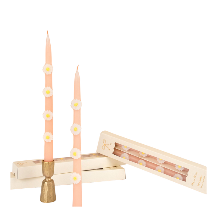 Pink Daisy Taper Candles