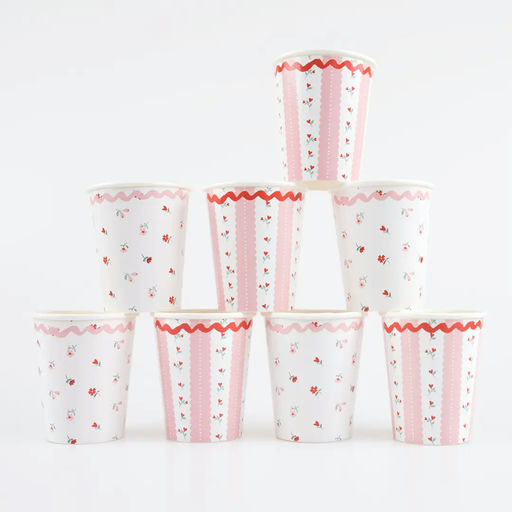 Pink and White Vintage Rose Cup