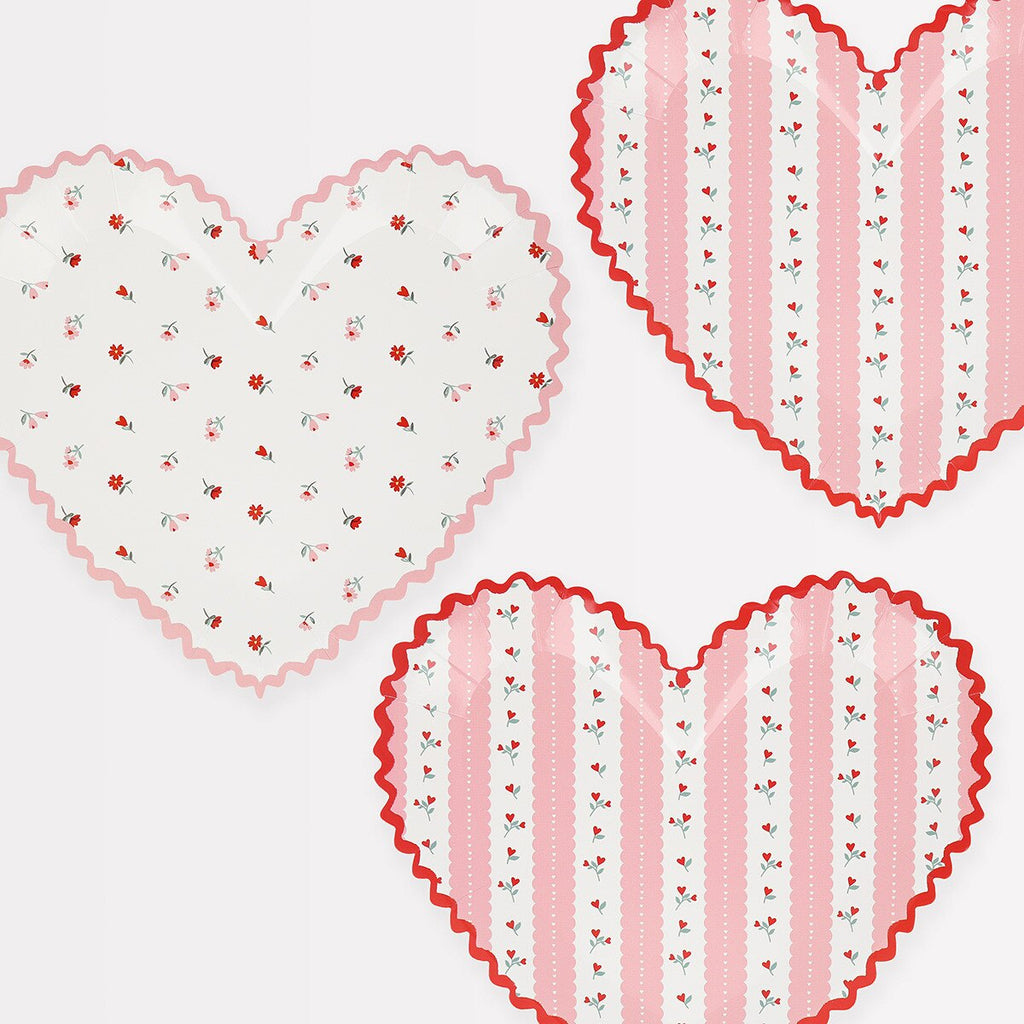 Pink and Red Vintage Rose Heart Plates