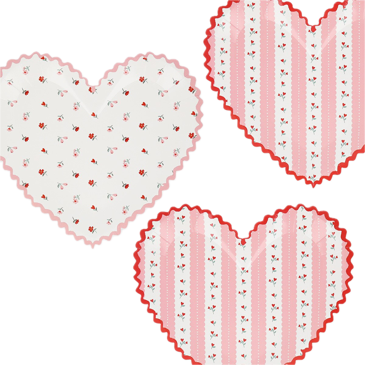 Pink and Red Vintage Rose Heart Plates