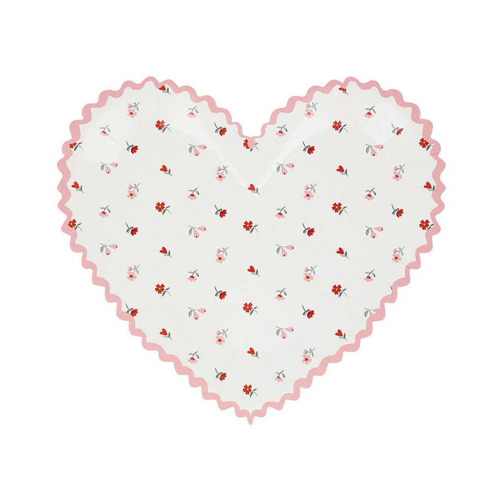Pink and Red Vintage Rose Heart Plates