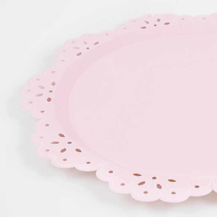 Pink and Peach Broderie Anglaise Lace Dinner Plates