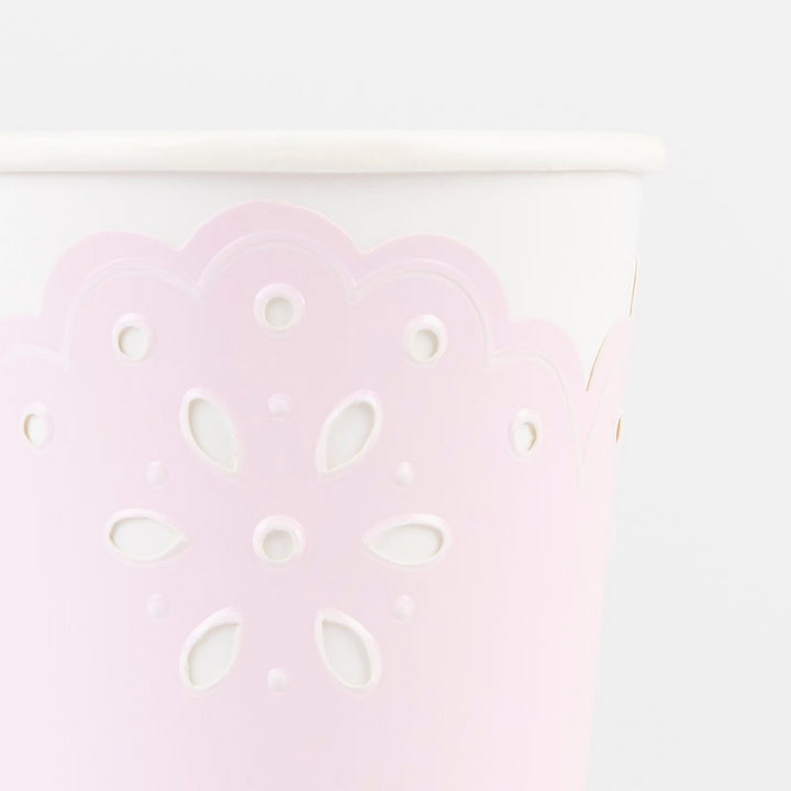 Pink and Peach Broderie Anglaise Lace Cups