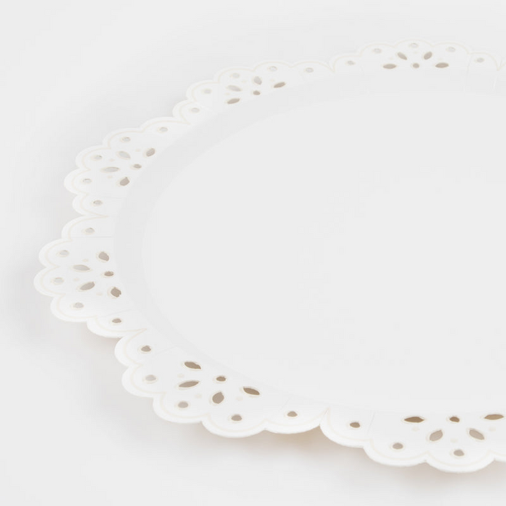 White Broderie Anglaise Lace Dinner Plates