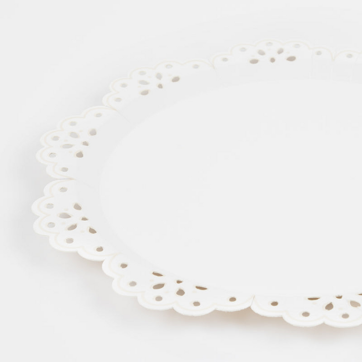 White Broderie Anglaise Lace Appetizer Plates