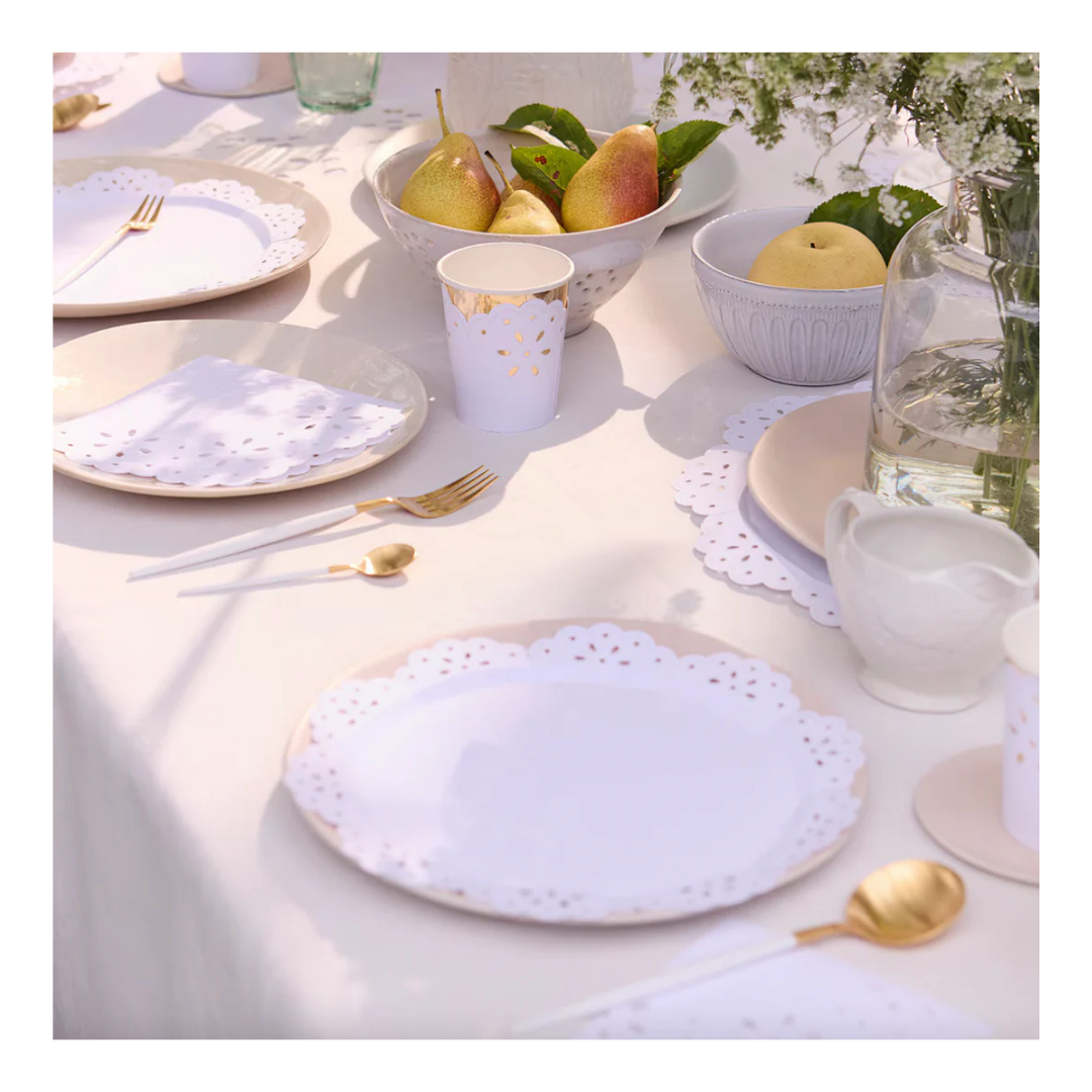 Broderie Anglaise Lace White Small Appetizer Plates