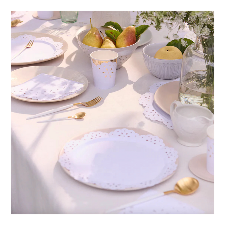 Broderie Anglaise Lace White Small Appetizer Plates