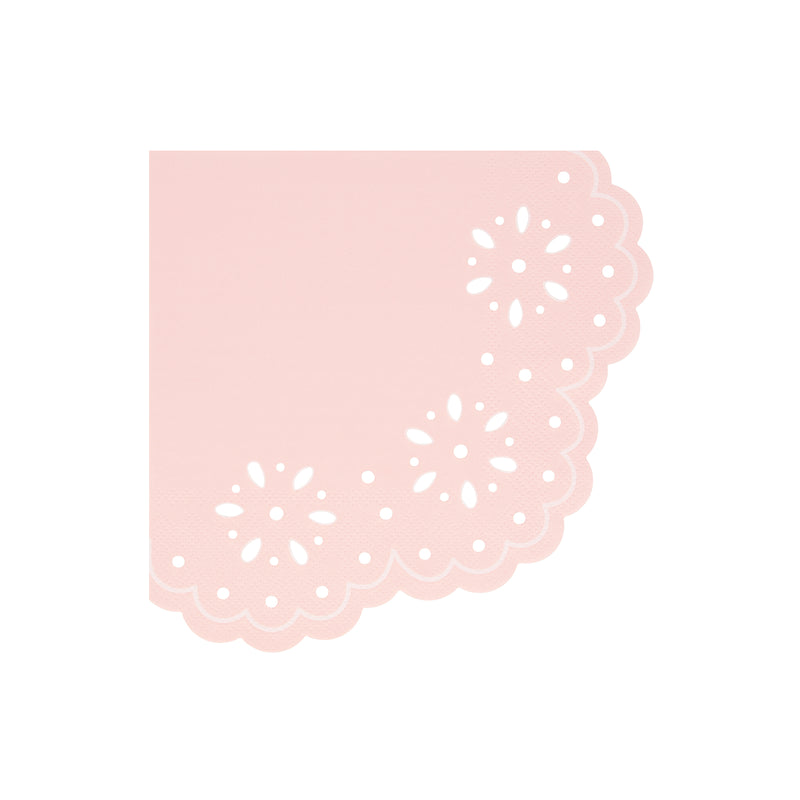 Pink and Peach Broderie Anglaise Lace Dinner Napkin