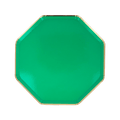 Green octagon paper plate with gold trim for birthday celebration from Parte Haus party supply store in Bethesda MD.