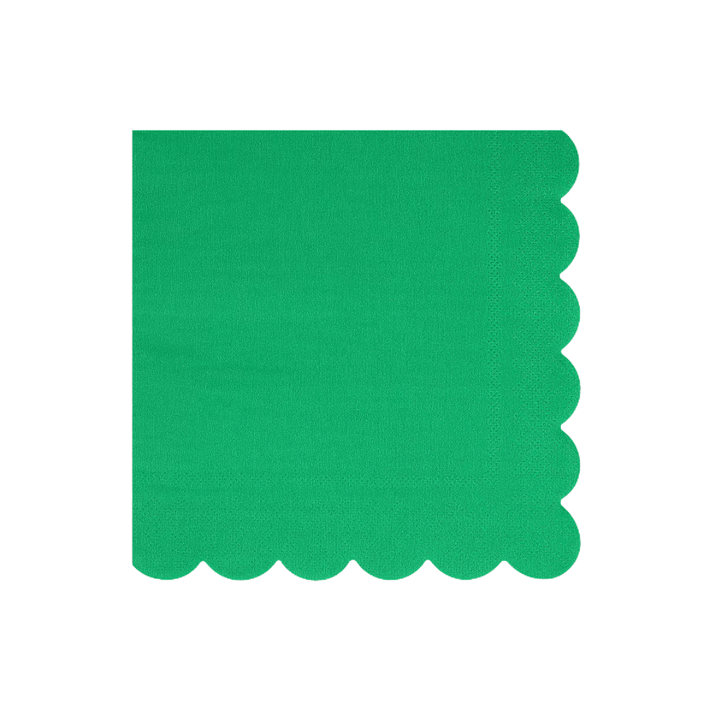 Green scalloped napkin for birthday or celebration from Parte Haus party supply store in Bethesda MD