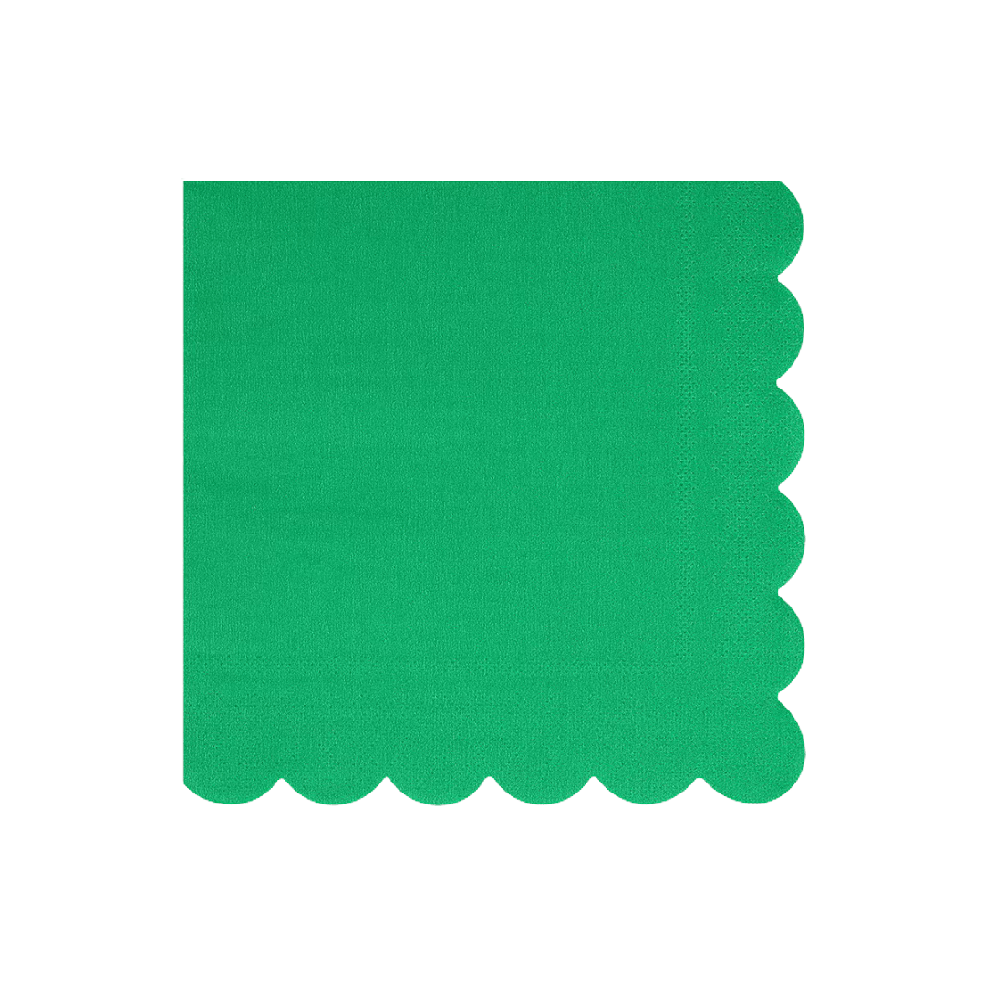 Green scalloped napkin for birthday or celebration from Parte Haus party supply store in Bethesda MD