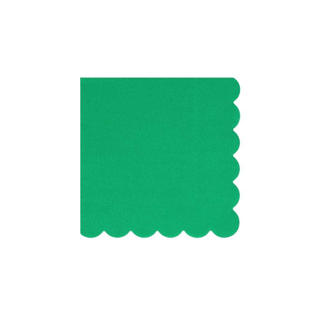 Green napkin with scalloped edge for birthday from Parte Haus party supply store in Bethesda Maryland