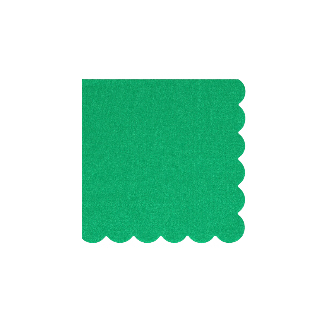 Green napkin with scalloped edge for birthday from Parte Haus party supply store in Bethesda Maryland