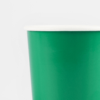 Green paper cup with white rim for birthday celebration from Parte Haus party supply store in Bethesda MD