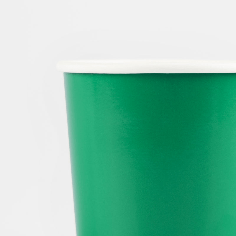 Green paper cup with white rim for birthday celebration from Parte Haus party supply store in Bethesda MD