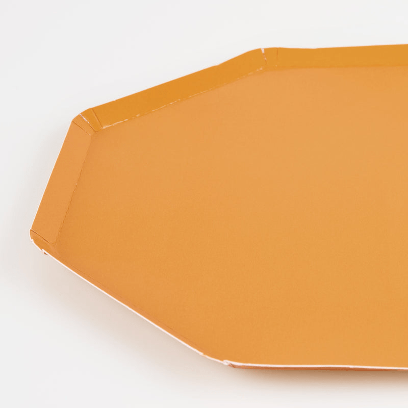 Gold octagon plate with glossy finish for celebrations from Parte Haus party supply store in Bethesda Maryland