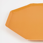 Orange octagon paper plate modern solid color tableware for birthday from Parte Haus party supply store in Bethesda MD