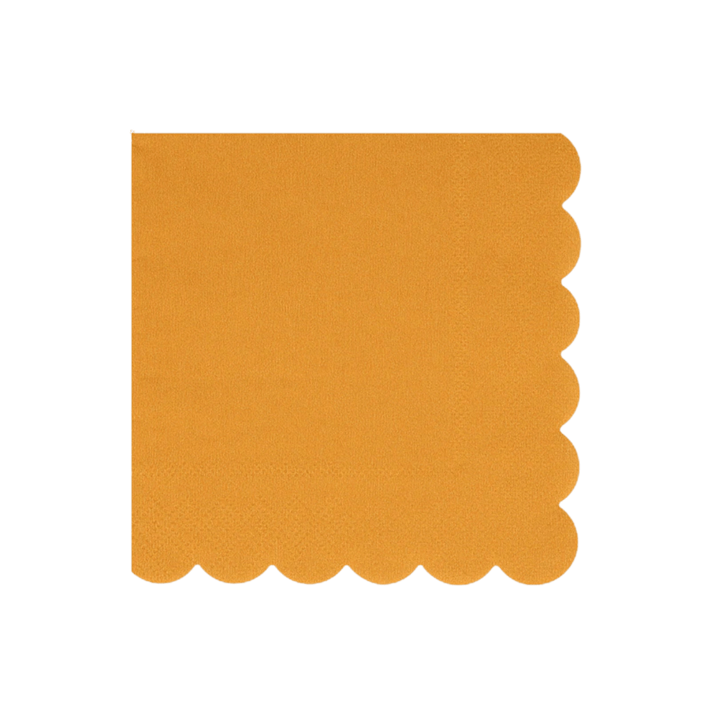 Yellow napkin with scalloped edge for birthday or celebration from Parte Haus party supply store in Bethesda MD.