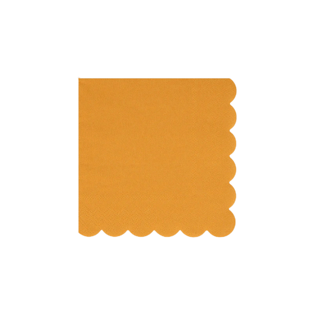 Mustard yellow napkin with scalloped edge modern decor from Parte Haus party supply store in Bethesda MD