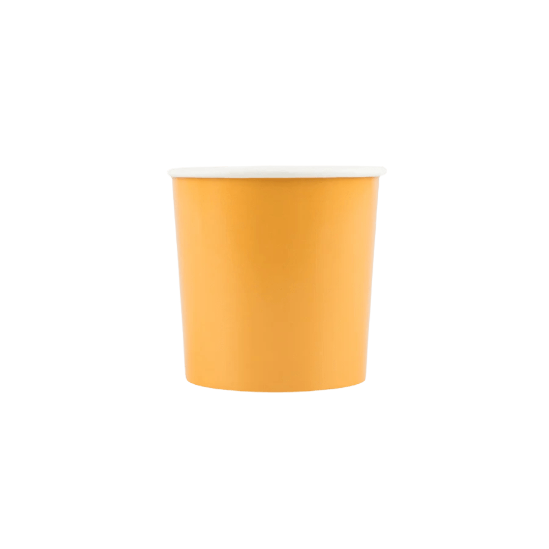 yellow paper cup plain design birthday from Parte Haus party supply store in Bethesda Maryland