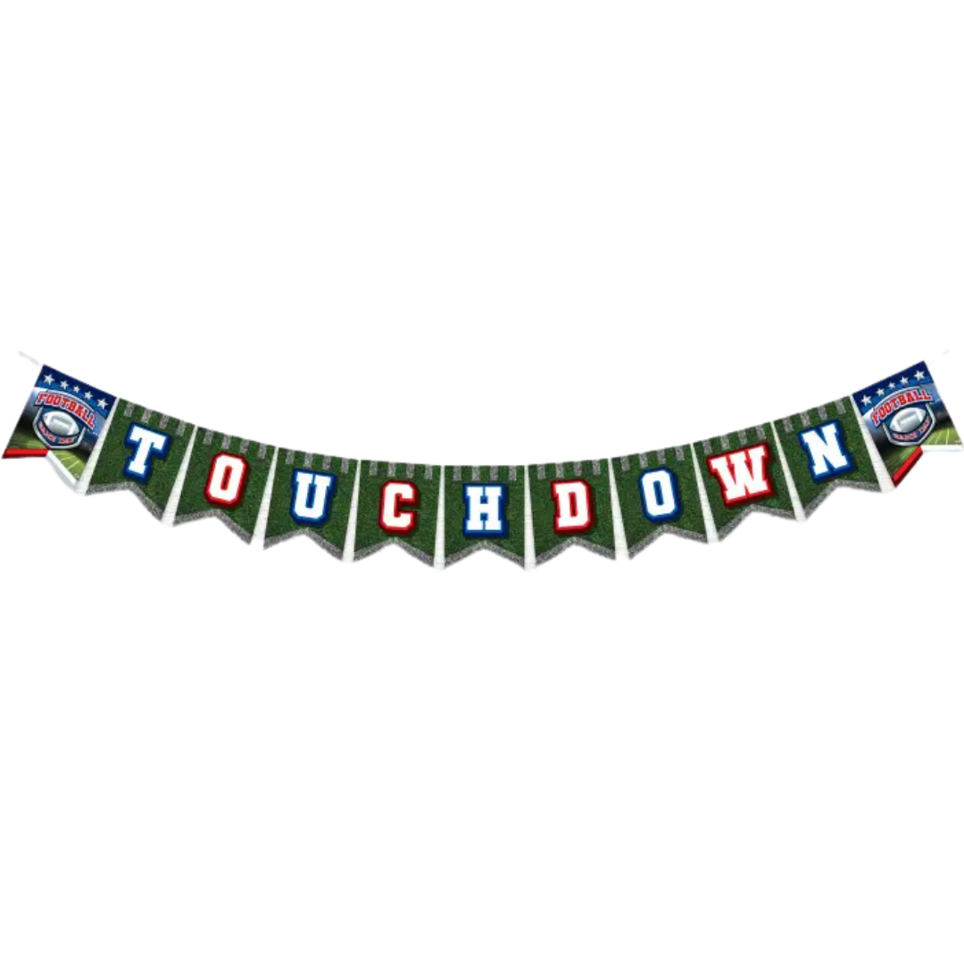 green football touchdown banner decoration for game day from Parte Haus party supply store in Bethesda MD