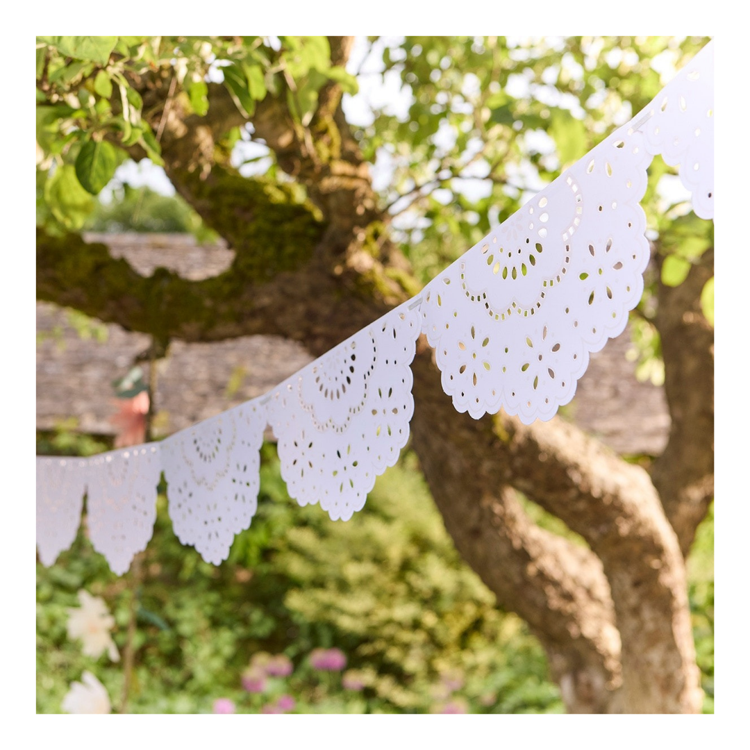 Broderie Anglaise Lace White Pennant Garland