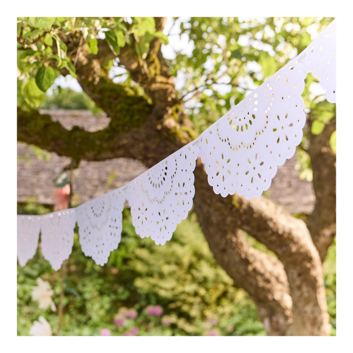 Broderie Anglaise Lace White Pennant Garland