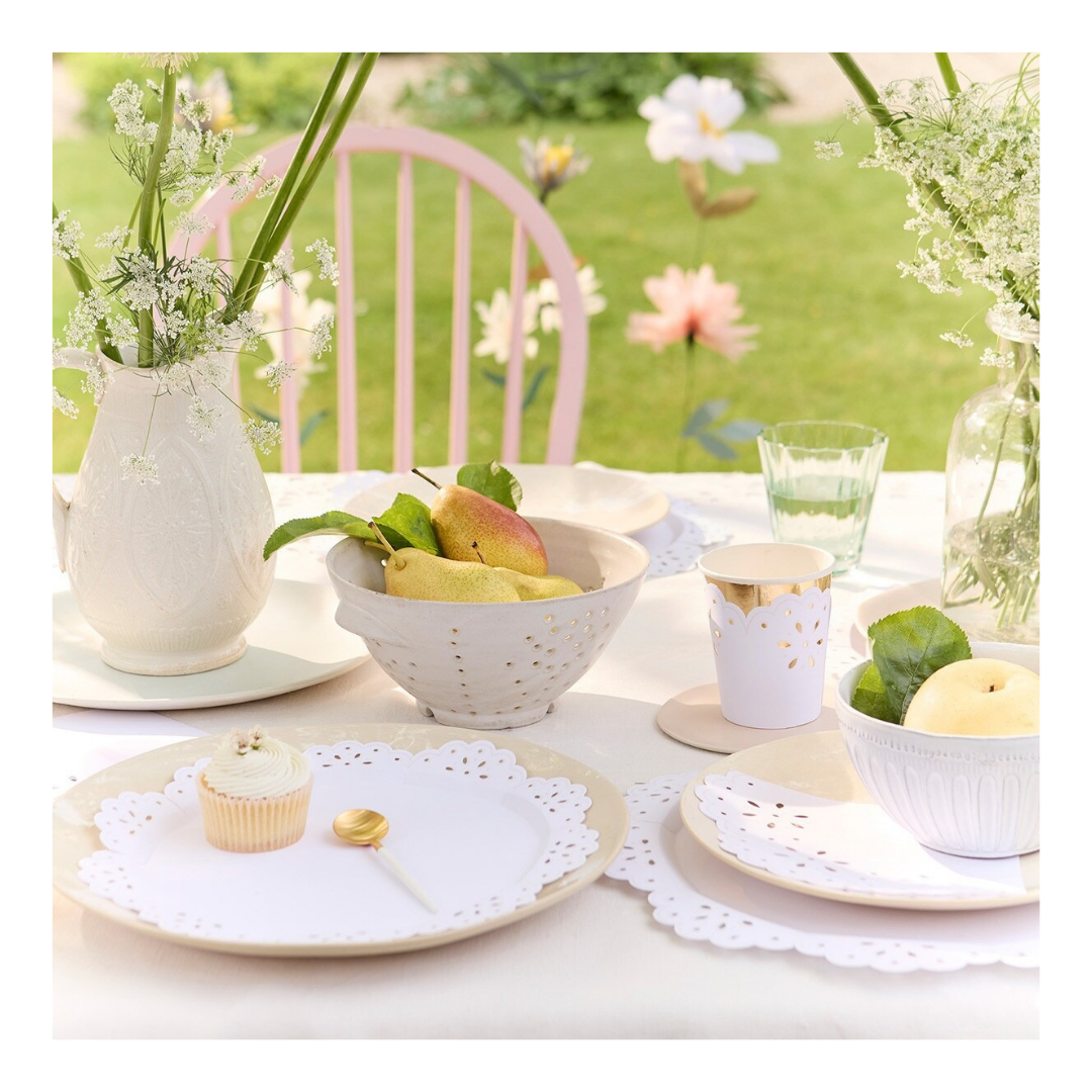 Broderie Anglaise Lace White Cups