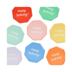 Assorted Color Happy Birthday Octagon Appetizer Plates
