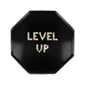 Black level up octagon plate with pixel text video game birthday theme from Parte Haus party supply store in Bethesda Maryland