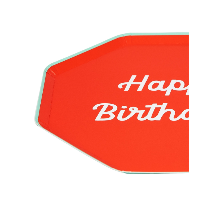 Multicolor Happy Birthday Octagonal Dinner Plates