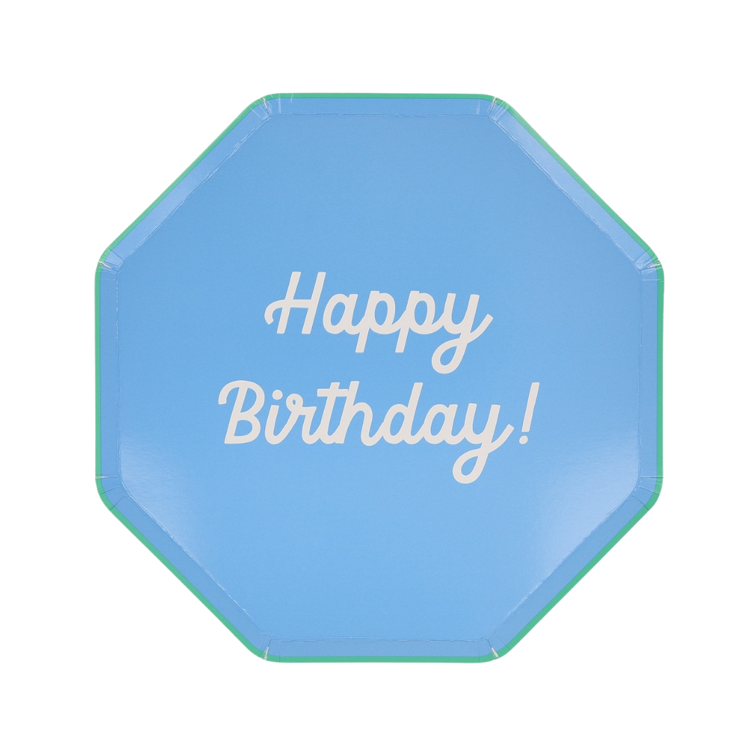 Multicolor Happy Birthday Octagonal Dinner Plates