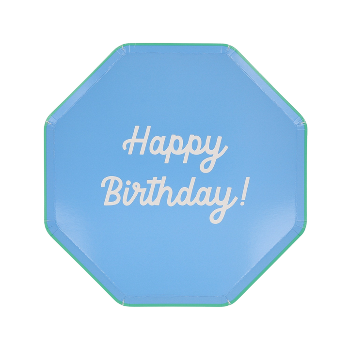 Multicolor Happy Birthday Octagonal Dinner Plates