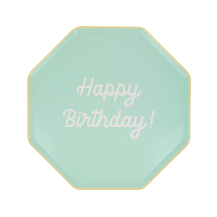 Multicolor Happy Birthday Octagonal Dinner Plates