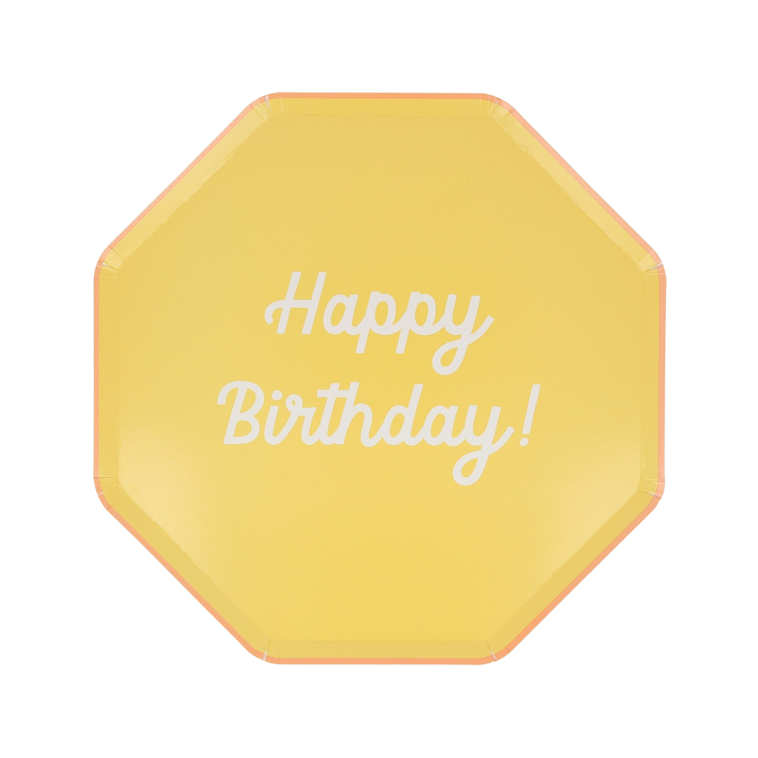 Multicolor Happy Birthday Octagonal Dinner Plates
