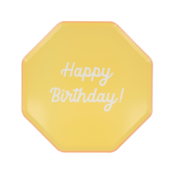 Multicolor Happy Birthday Octagonal Dinner Plates