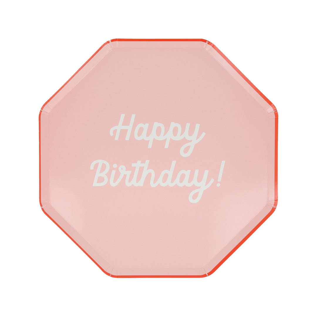 Multicolor Happy Birthday Octagonal Dinner Plates