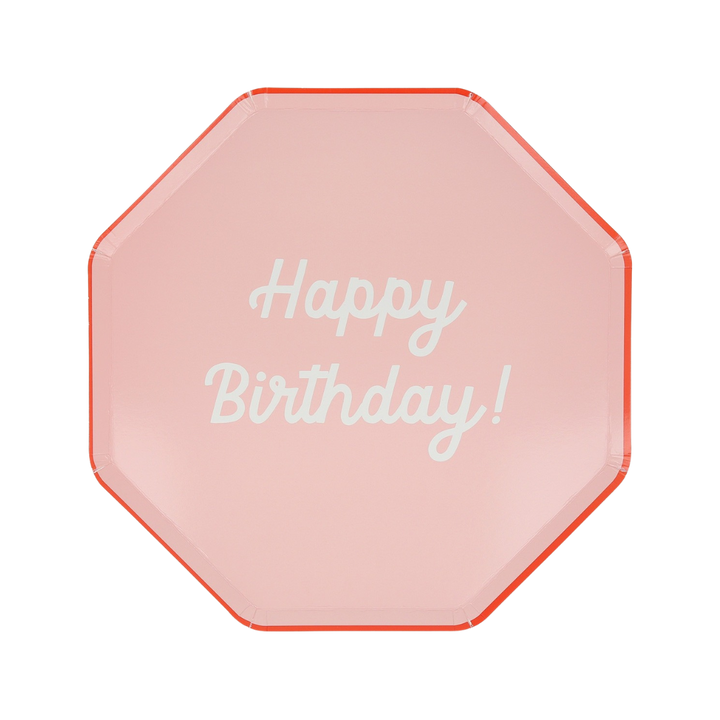 Multicolor Happy Birthday Octagonal Dinner Plates