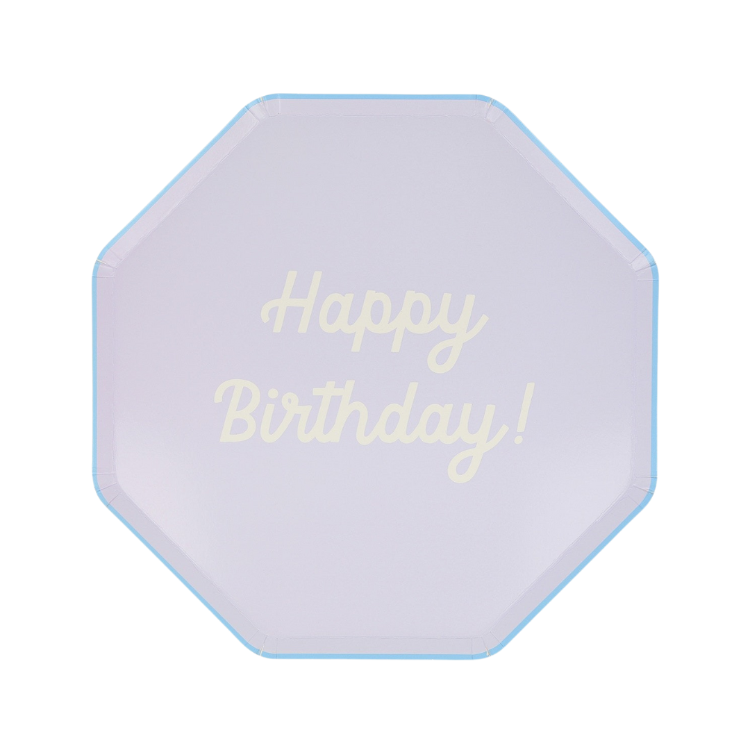 Multicolor Happy Birthday Octagonal Dinner Plates