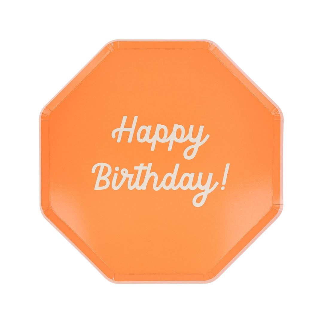 Multicolor Happy Birthday Octagonal Dinner Plates
