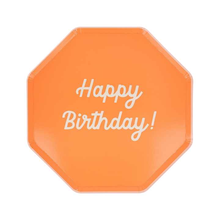 Multicolor Happy Birthday Octagonal Dinner Plates