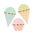 Pastel striped ice cream cone plates with sprinkles birthday decoration from Parte Haus party supply store in Bethesda MD