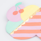 Pastel cupcake shaped napkin with cherry design for birthday from Parte Haus party supply store in Bethesda MD