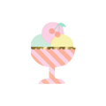 Pastel striped ice cream cup napkin with gold trim for birthday celebration from Parte Haus party supply store in Bethesda Maryland